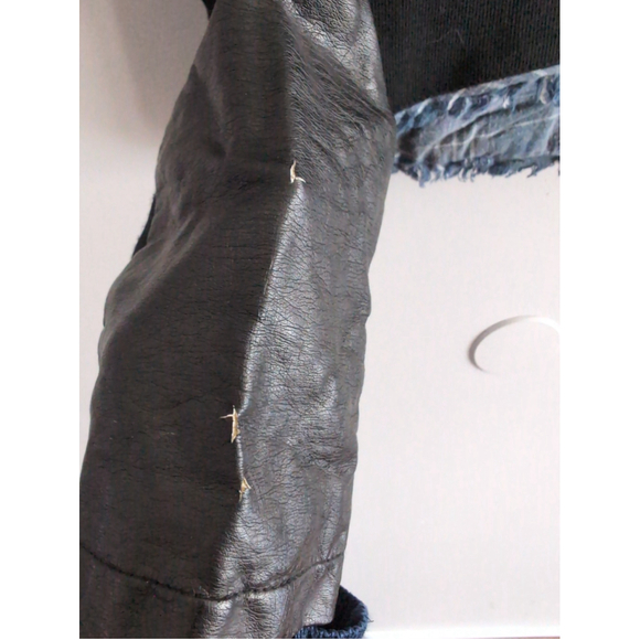 Free people Faux Leather Plaid Snap Button Motor Jacket Womens Sz XS Bikercore - Picture 3 of 11